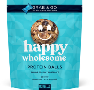 ModBalls Happy Wholesome Almond Coconut Chocolate protein balls packaging